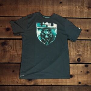 Nike LeBron James Foundation Lion Crest Dri-Fit T-Shirt Atomic Teal Men's XL
